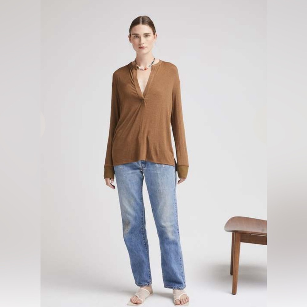 NWT RICHER POORER DEEP SPLIT LONG SLEEVE TEE -
MORNING ROAST